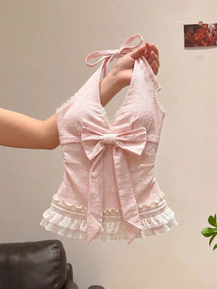 Áo yếm dây nơ hàn quốc dành cho nữ, áo giảm eo đẹp độc đáo