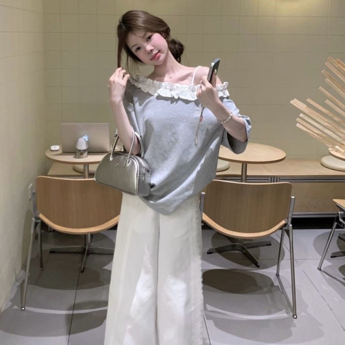 Áo thun ngắn tay phong cách nhẹ nhàng phong cách Hàn Quốc dành cho nữ siêu hot trên INS, áo g
