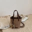 Korean Style Fashion Portable Vegetable Basket Bag New Niche Fashion Straw Bucket Bag Shoulder C