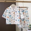 Bộ Đồ Homewear Mùa Hè Cho Trẻ Em Bé Gái Hoạt Hình Đám Mây Cotton Bộ Đồ Ngủ Bé Trai Tay Khu Phố Q