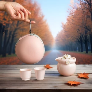 Cốc nhanh màu hồng dành cho nữ Một nồi Hai cốc Cắm trại ngoài trời Bộ trà du lịch Bộ cốc trà Quà tặng đơn giản di động [Bồi thường gói bị hỏng]