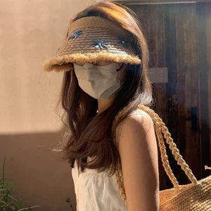 New Seaside Vacation Raffia Hat Summer Travel Beach Brim Sunshade UV Empty Top Hat Sun Protectio