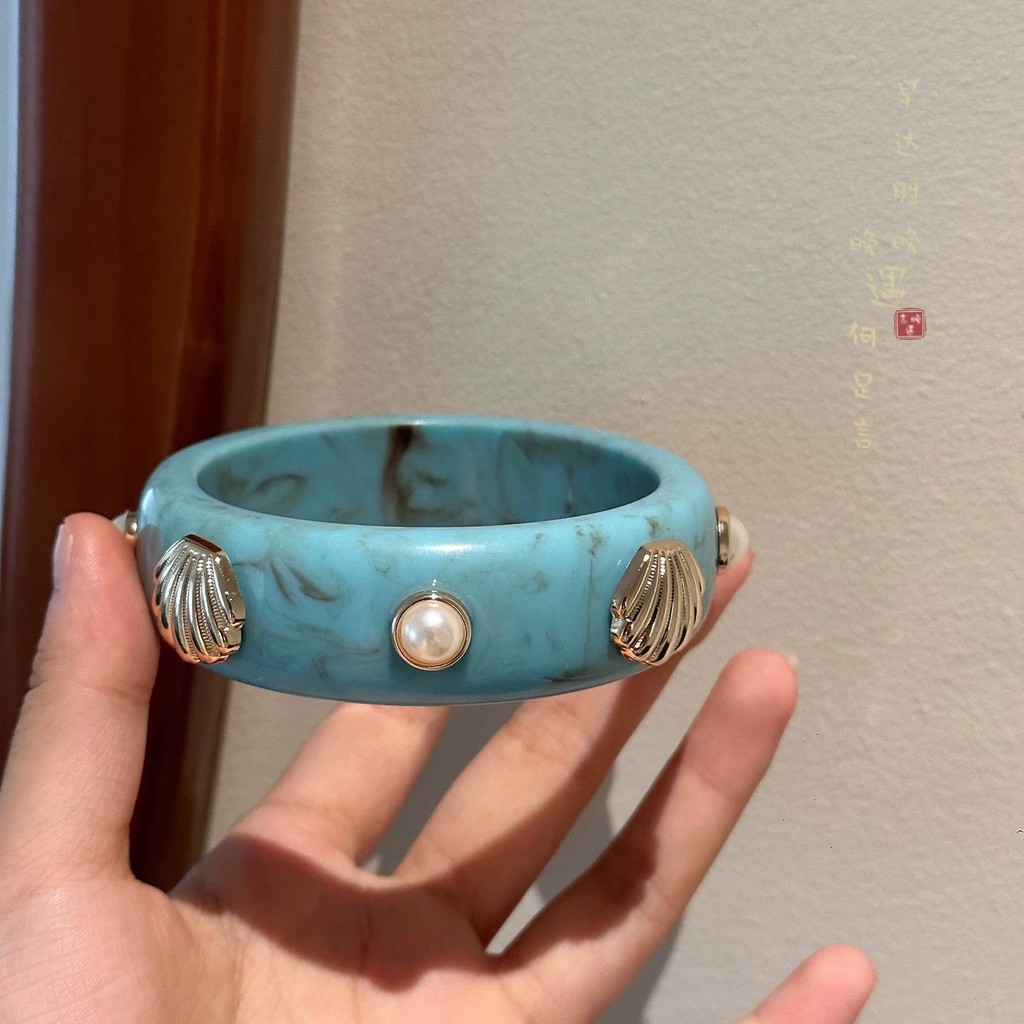 Vòng tay boho vỏ rộng phong cách kỳ nghỉ, retro cao cấp