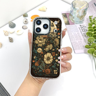 Ốp Lưng Màu Hoa Lớn Màu Retro Tương Thích Cho IPhone 11 12 13 14 15 16 17 Pro Max 12Mini Cover X XR XSMax Silicone Mềm Trong Suốt Cản SE 2022 6 7 8Plus Vỏ Chống Sốc