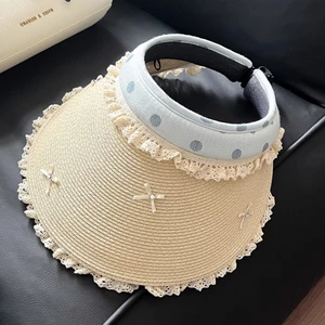 Lace Straw Empty Top Hat Women's New Summer Sweet Girl Sun Hat Korean Style Sun Protection Sun H