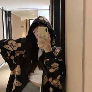 mẫu áo khoác mùa xuân và mùa thu mới đa năng có mũ trùm đầu dành cho sinh viên áo nỉ nữ mỏng áo