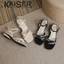 Giày sandal phong cách Pháp dành cho nữ thời trang mùa hè nơ ngọc trai với váy Giày cổ tích La Mã