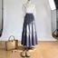 Váy Midi Cotton pha trộn kẻ sọc có lưng cao và xếp nếp cho nữ thời trang thường ngày