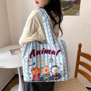 Canvas Bag New Vest Large Capacity Handbag Student Shoulder Tote Class Commuting Bag