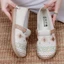 Mục Vụ Phong Cách Nữ Giày Vải Lanh Nguyên Bản Giày Lười Slip-on Thường Thoáng Khí Người Cá Gi