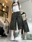 chiếc quần jean ba phần tư in họa tiết da báo mùa hè mới dành cho nữ, cạp cao, dáng ôm, hợp thời