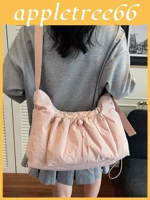 Túi đeo chéo tối giản bằng Nylon có dây rút và túi dây kéo bên trong dành cho nữ