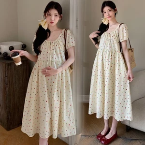 đồ bà bầu, váy bà bầu mùa hè, váy bà bầu chấm bi cao cấp phong cách ngọt ngào của Pháp, bộ đồ bà
