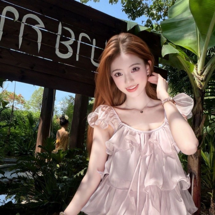 Áo sơ mi voan lá sen ngọt ngào nhẹ nhàng phong cách Hàn Quốc khí chất búp bê cà vạt dáng rộng