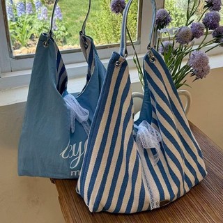 Reversible New Style Large-capacity Shoulder Bag Plaid Canvas Bag Commuting Versatile Eye-cat