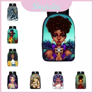 Ba lô đi học chống nước công chúa đen Afro Beauty có dây đeo vai có thể điều chỉnh