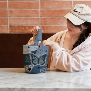 Butterfly Denim Bucket Bags For Women New Niche Design Sensational Forest Handbags For Commuting