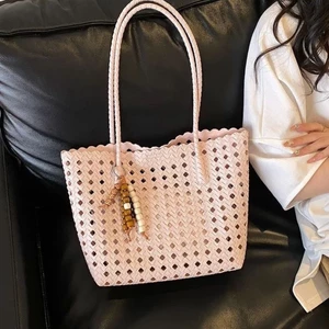 Woven Hollow Tote Bag Women's New Fashion Single Shoulder Armpit Large Capacity Vacation Commuti