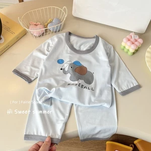 bộ đồ mặc nhà trẻ em cho bé trai và bé gái hoạt hình mùa hè quần áo máy lạnh Bộ đồ ngủ chia đôi