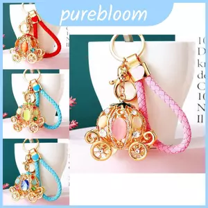 Móc khóa xe đẩy bí ngô Lọ Lem bằng kim loại thủ công đẹp mắt với chi tiết tinh tế để làm quà tặng