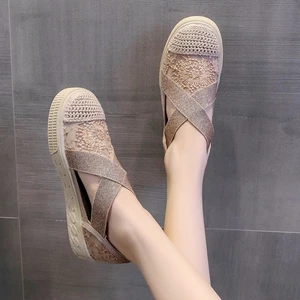 Giày Fisherman Nữ Baotou Dép Sandal Mới Đa Năng Đế Dày Phối Ren Lưới Cho Nữ
