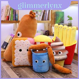 Bộ sưu tập đồ chơi sang trọng thực phẩm hoạt hình đáng yêu với xúc xích Hamburger bỏng ngô Khoai tây chiên Kem và gấu bông