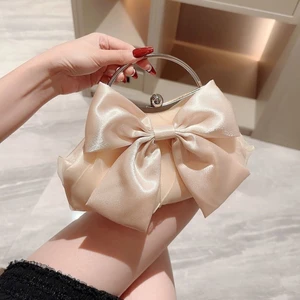 New Fashion French Fairy Pleated Bow Dinner Handbag Dress Party Cheongsam Single Shoulder Crossb