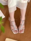 đôi sandal hở mũi mỏng quai vuông mũi nhọn dành cho nữ giày cao gót mới phong cách Hàn Quốc than