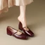 Genuine Soft Leather Shoes For Women Spring New Style Red Retro Hepburn Style Small Leather Shoe