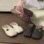 Retro Flat-bottomed Polka-dot Baotou Half-slippers For Women Summer New Versatile Slip-ons With