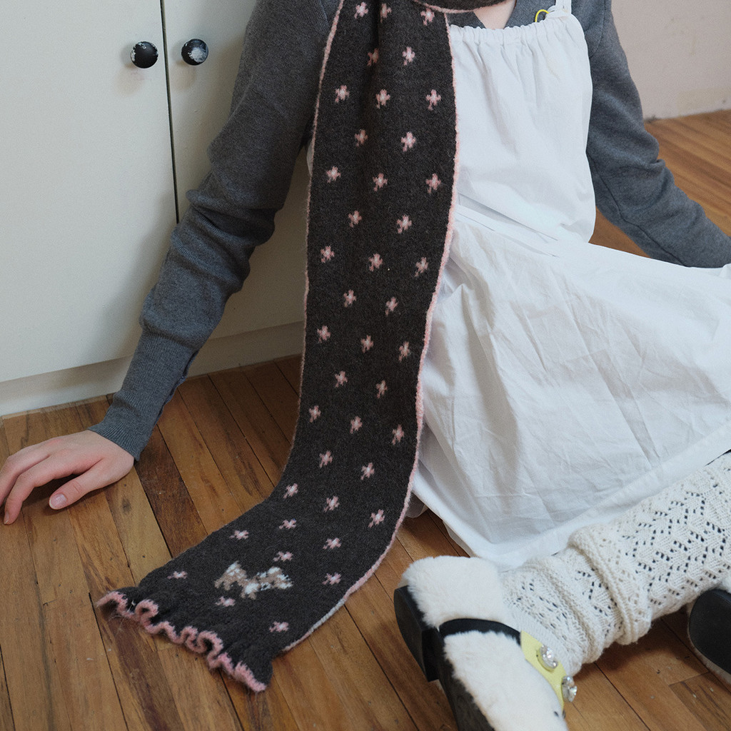 Khăn len blend họa tiết hươu Jacquard dệt kim nữ tính, phù hợp mùa đông