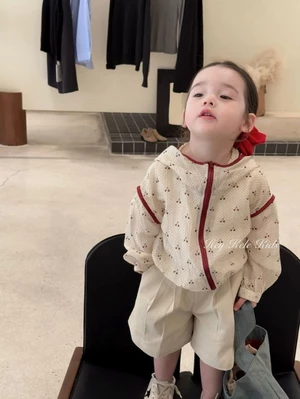 Áo Khoác Nữ Mùa Hè Mới Phong Cách Hàn Quốc Có Mũ Trùm Đầu Áo Bé Gái In Hình Mỏng Cardigan Chống