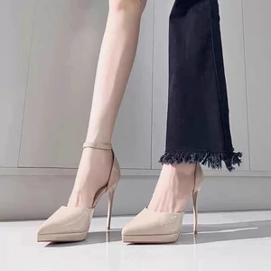 Khỏa Thân Chống Thấm Nước Nền Tảng Giày Cao Gót Nữ Mới Bằng Sáng Chế Da Đế Giày Hàng Ngày Đa Năn