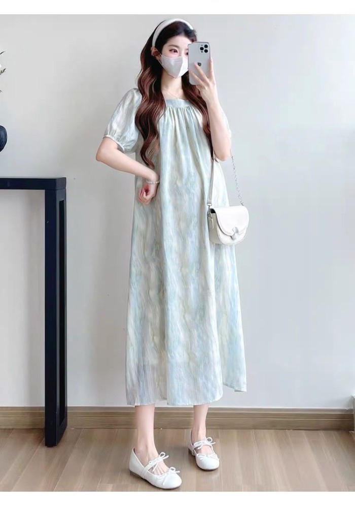 kiểu đồ bà bầu mùa hè mới, thời trang hàn quốc, váy dài nhỏ tươi, đồ đi chơi phong cách phương t
