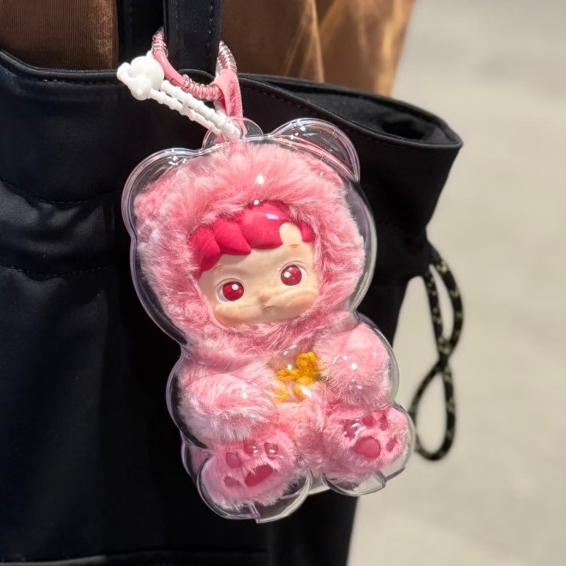 3 Chiếc Dễ Thương HACIPU Gummy Bear Acrylic Case Di Động Chống Thấm Nước Chống Bụi HD Trong Suốt Bảo Vệ Hộp Bảo Quản Vinyl Hình Mặt Dây Chuyền Túi Không Búp Bê