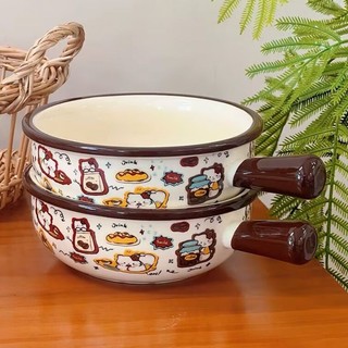 Bát gốm chịu nhiệt độ cao Phong cách Hàn Quốc dễ thương Tay cầm đơn Bát nướng Lò nướng Bát đặc biệt Làm nóng lò vi sóng