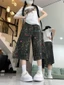 chiếc quần jean ba phần tư in họa tiết da báo mùa hè mới dành cho nữ, cạp cao, dáng ôm, hợp thời