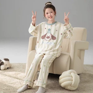 bộ đồ ngủ bé gái, phong cách mới xuân thu, mềm mại, thoải mái, thân thiện với làn da, mềm mại, d