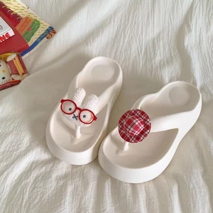 Dép xỏ ngón hình thỏ Miffy dễ thương đế dày 6cm cho nữ đi dép đi biển chống trượt