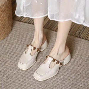dép xỏ ngón kiểu cổ điển cao cấp Baotou dành cho nữ mùa hè bên ngoài dép sandal mới Mary Jane Mu