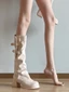 bốt dài, bốt quần hai dây có thể tháo rời cho nữ, thon gọn đa năng, khóa thắt lưng hoa mai