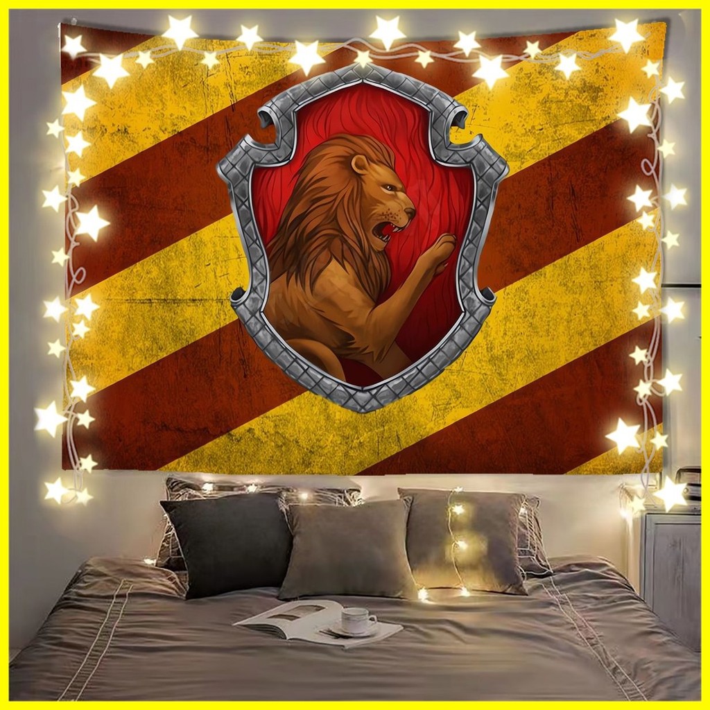 [ZOCI] Tấm thảm Harry Potter Harry Potter Huy hiệu Đại học Magic Phong cách cổ điển Ký túc xá Ký túc xá Trang trí phòng Vải nền Poster Tấm thảm vải treo tường