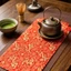 Họa Tiết Rồng Đỏ Trà Nhỏ Thảm Hai Mặt Thổ Cẩm Thấm Hút Cách Nhiệt Coaster Cho Một Người Uống Di Động Du Lịch Khô Trà Thảm