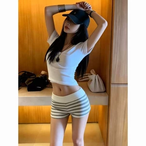 American Hot Pants For Women, Striped Shorts, Sports Versatile Home Casual Pants