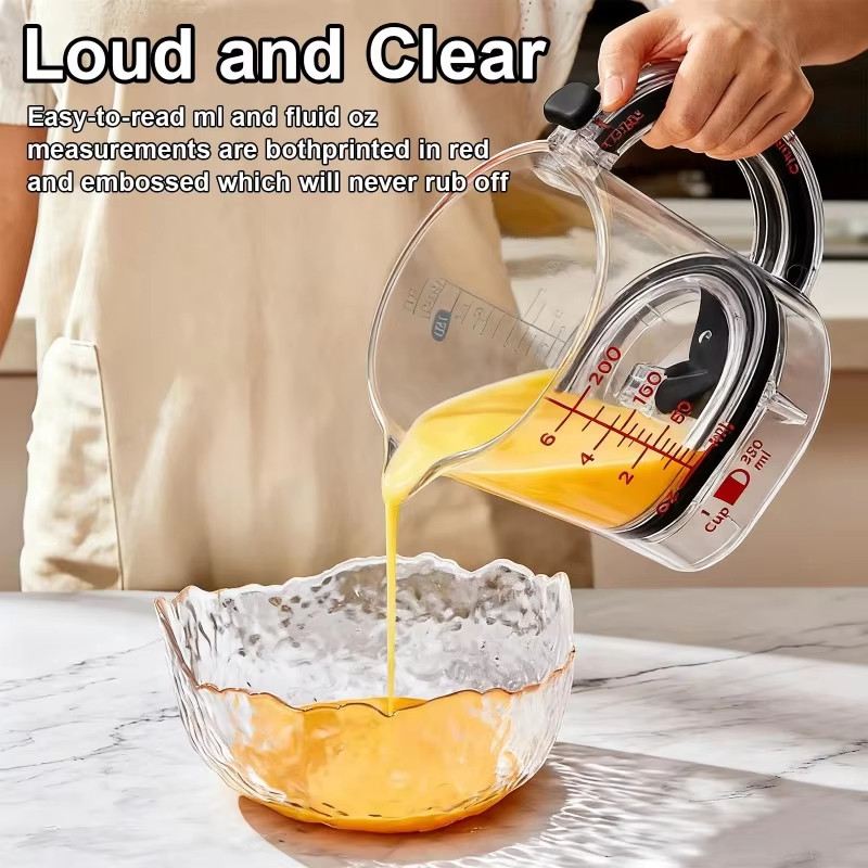 2 Chiếc Cốc Đo Có Thể Điều Chỉnh Mới Cốc Đo Đa Chức Năng Với Cạp Kiểu Con Dấu Đế Đo Khối Cốc Để Nấu Ăn Nhà Bếp