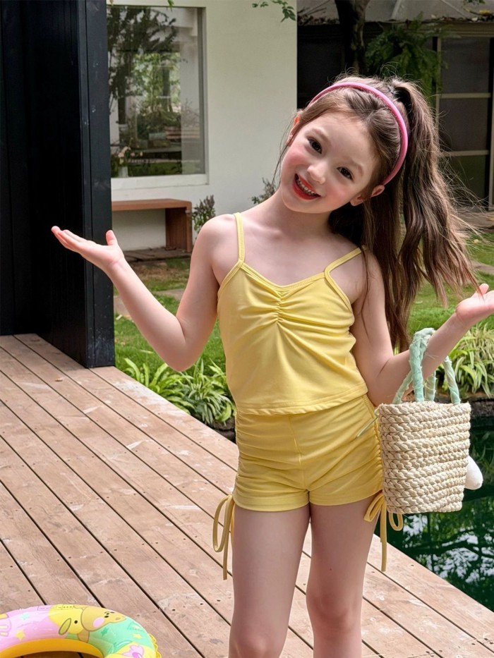 Girls Swimsuit Split Children's Sun Protection Cover-Up Swimwear New Girls Summer Beach Play Swi