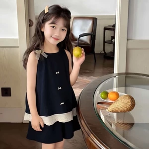 cô gái phong cách mùa hè ren vest quần ống rộng quần short dây treo