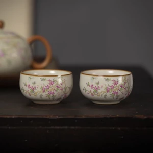 Hộ Gia Đình Ru Kiln Kung Fu Bộ Trà Một Nồi Bốn Cốc Một Trà Công Bằng Bộ Nhỏ Cuộc Họp Văn Phòng Khách Ấm Trà Gốm Trà [Bồi Thường Gói Vỡ]