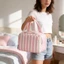 Dụng cụ sắp xếp mỹ phẩm sọc hợp thời trang có chất liệu để du lịch tại nhà và