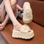Dép ren ngọt ngào ngọc trai nơ nửa dép nữ mùa hè đế dày 8 cm dép đế bệt
